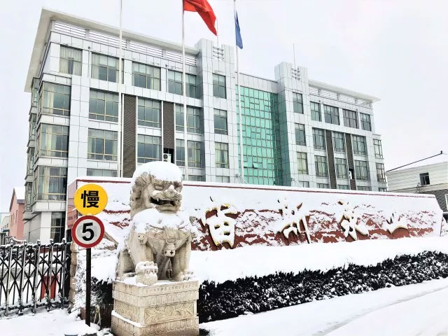 大雪覆蓋道路，員工合力鏟雪